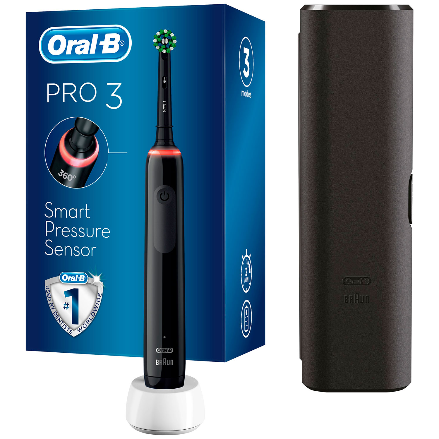 Oral-B Elektrische Zahnbürste + Case Pro 3 3500 CrossAction BLACK