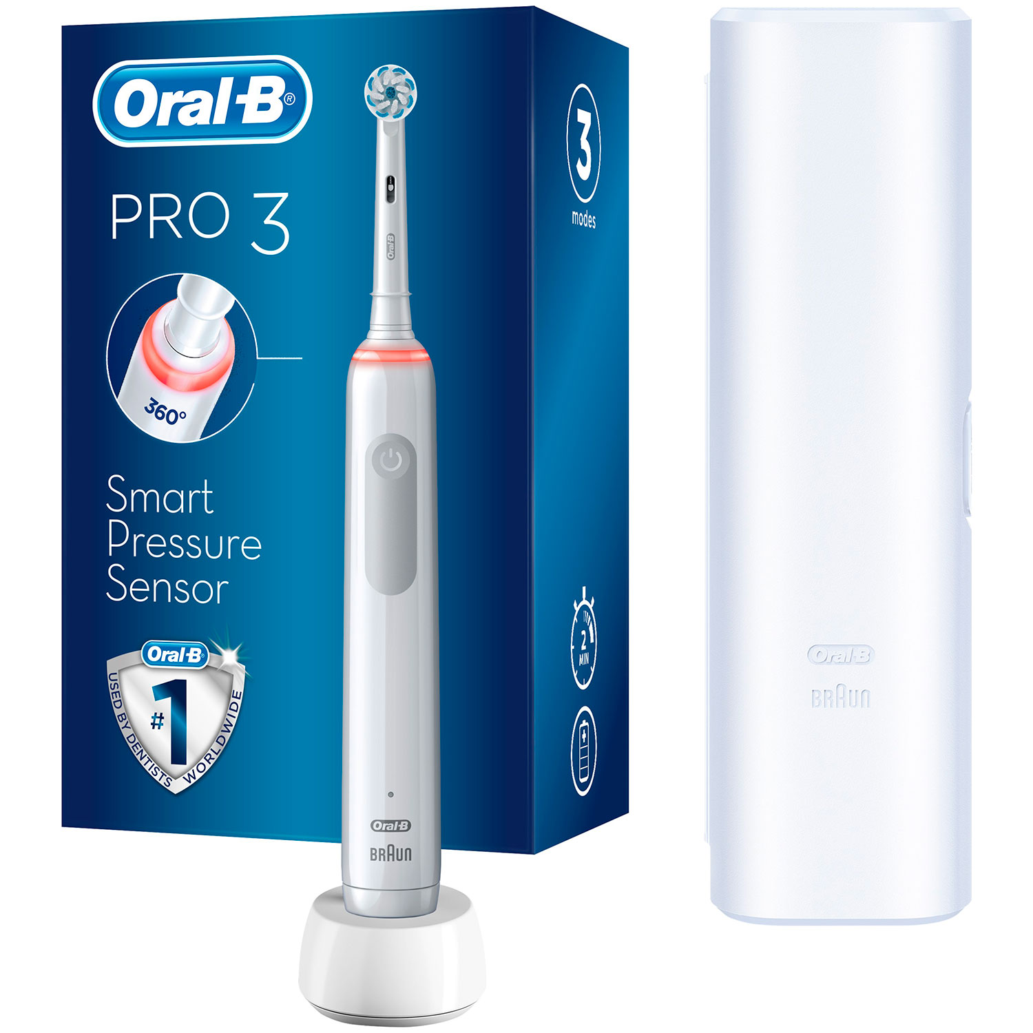 Oral-B Elektrische Zahnbürste + Case Pro 3 3500 Sensitive WHITE
