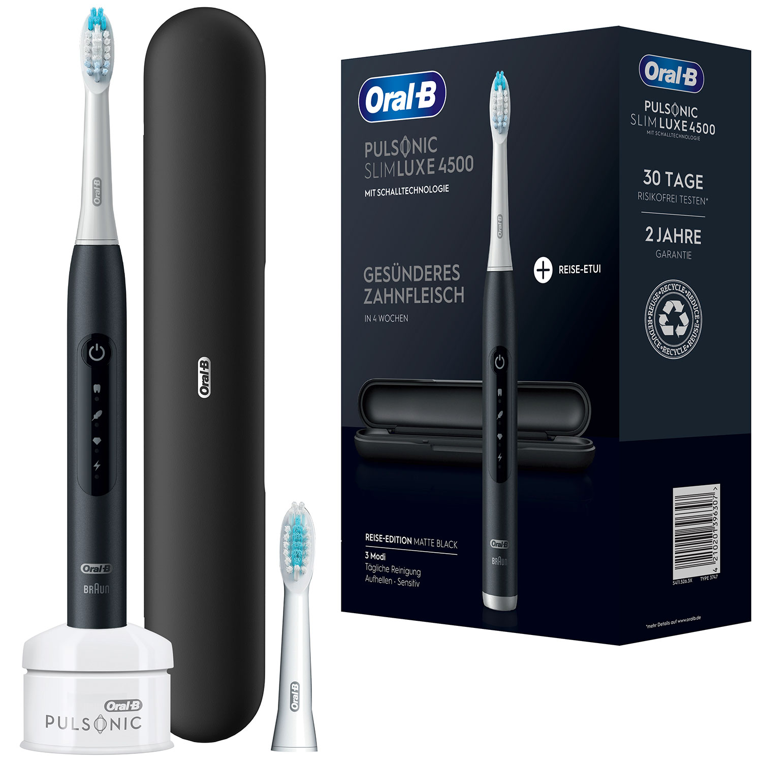 Oral-B Elektrische Zahnbürste + Reiseetui Pulsonic Slim Luxe 4500 Black