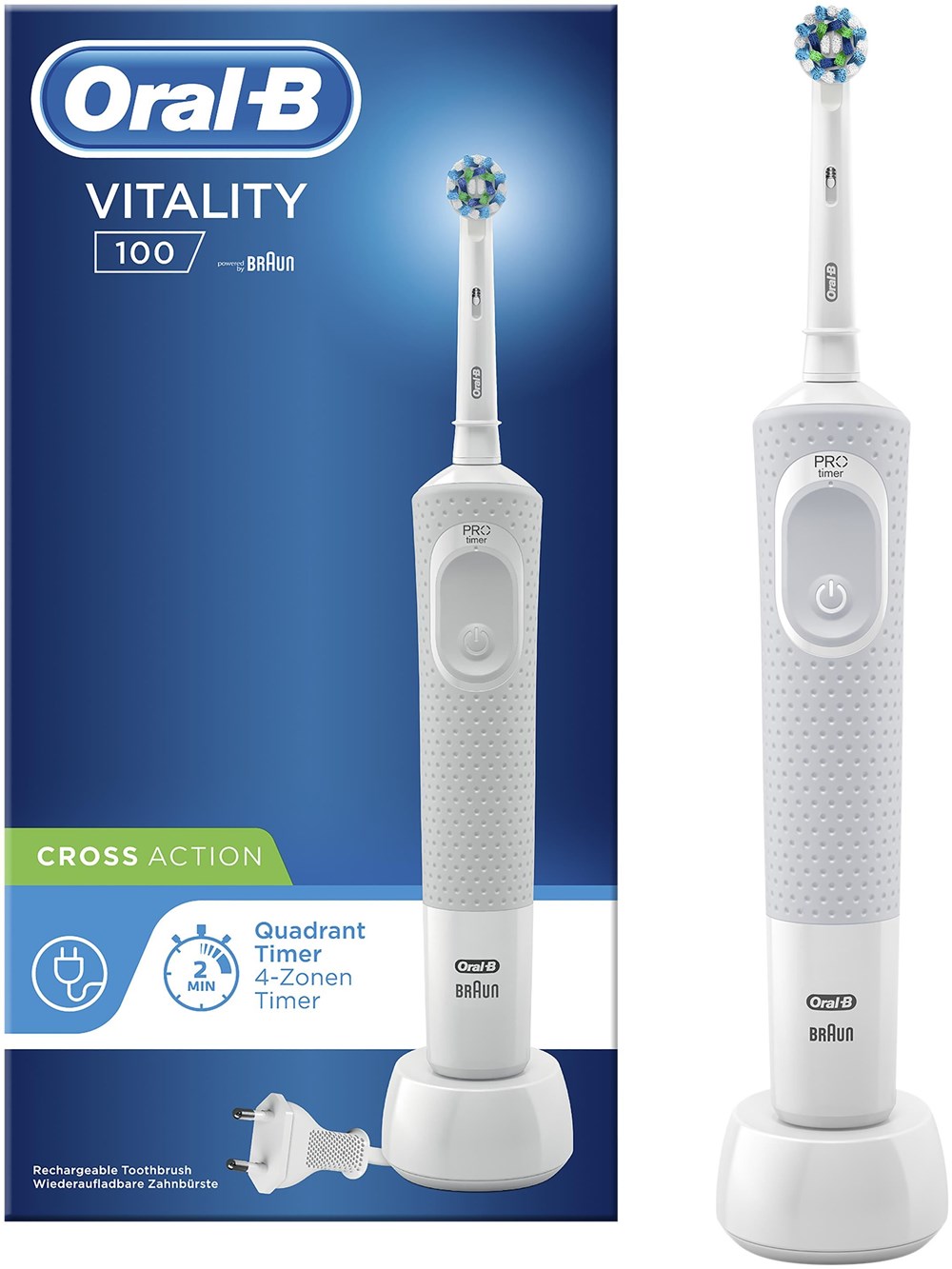 Oral-B CrossAction Elektrische Zahnbürste WHITE Vitality d100