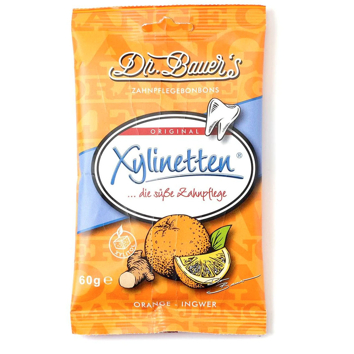 Xylitol Pastiller Dr. Bauer ́s Xylinetten 60g ORANGE