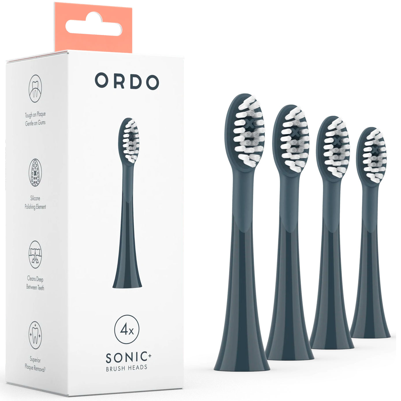 Bürstenköpfe Ordo Sonic+ Elektrische Zahnbürste Charcoal Grey 4 pcs