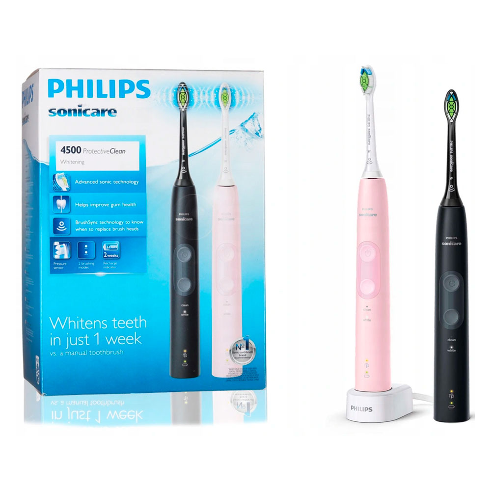 Philips DUO Pink + Black Elektrische Zahnbürsten Sonicare 4500 Protective Clean
