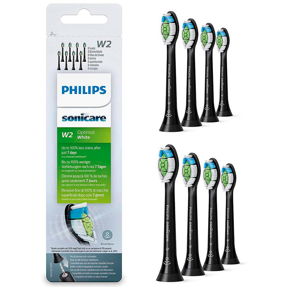 8 stk. BLACK Philips Sonicare W2 OptimalWhite DiamondClean Børstehoveder
