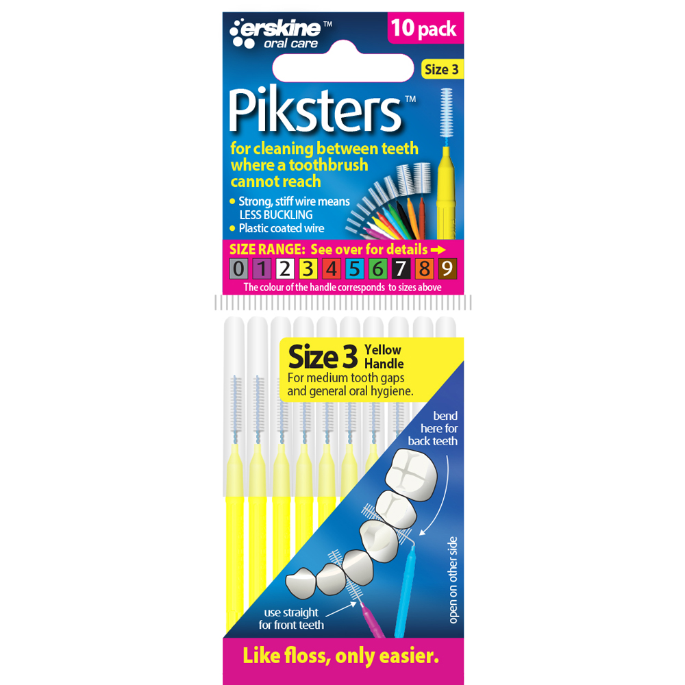 Piksters Mellemrumsbørster 10 stk. 0.5 mm. ISO 3 GUL - Piksters Mellemrums-børster