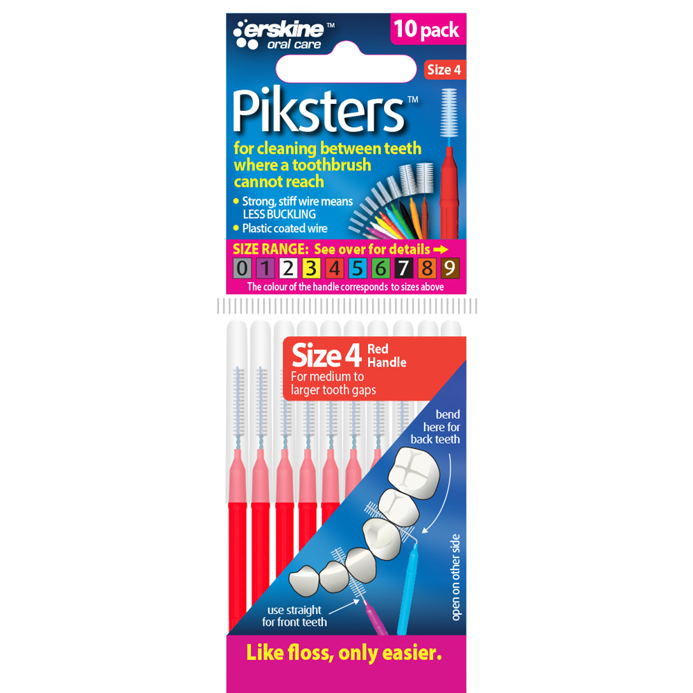 Piksters Mellemrumsbørster 10 stk. 0.6 mm. ISO 4 RØD - Piksters Mellemrums-børster