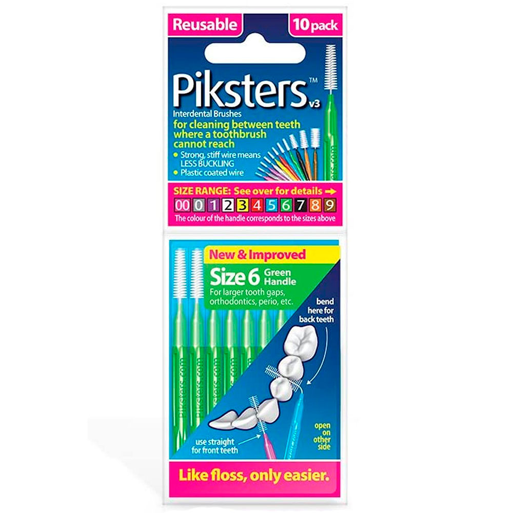 Piksters Mellemrumsbørster 10 stk. 0.8 mm. ISO 6 GRØN - Piksters Mellemrums-børster