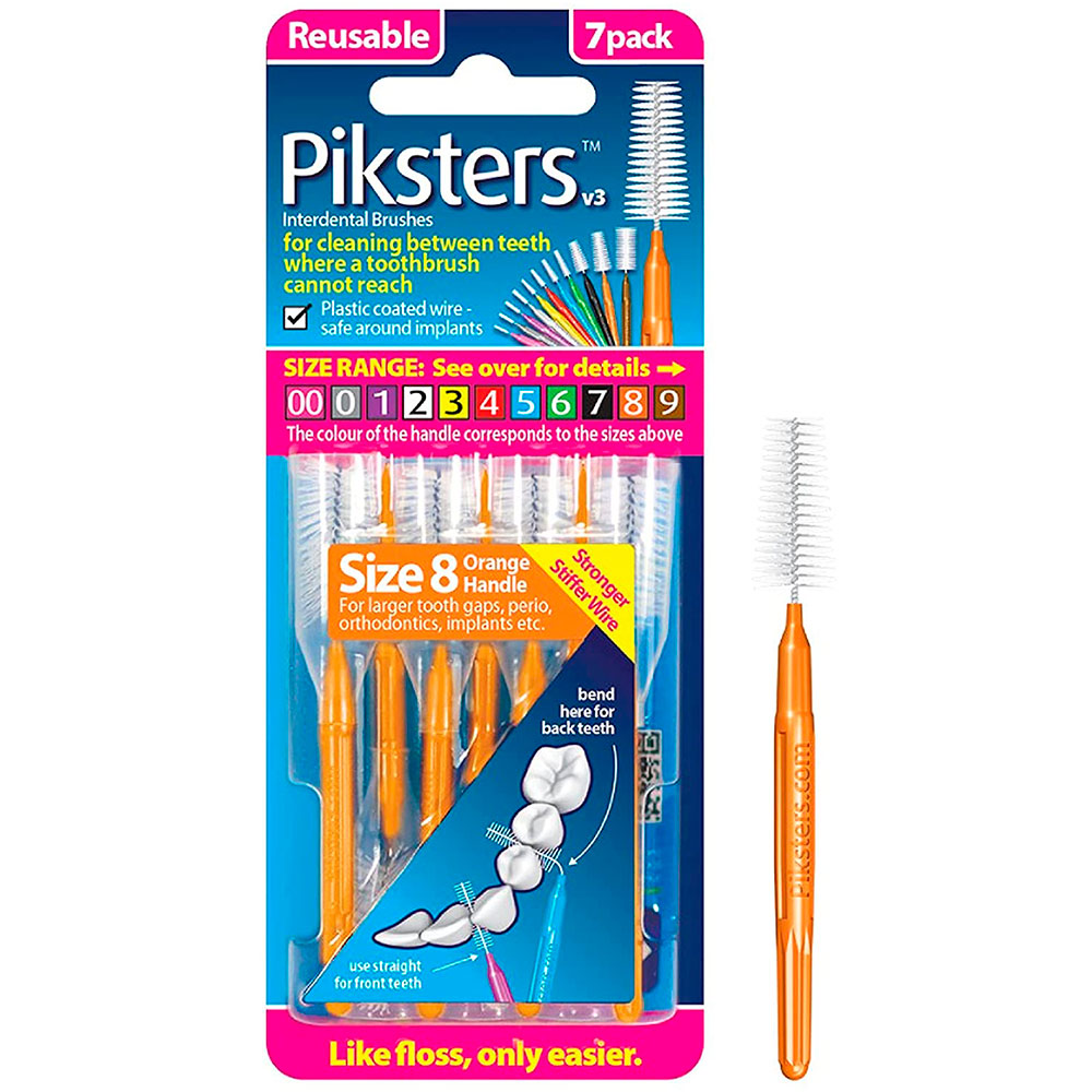 Piksters Mellemrumsbørster 7 stk. 1.0 mm. ISO 8 ORANGE - Piksters Mellemrums-børster