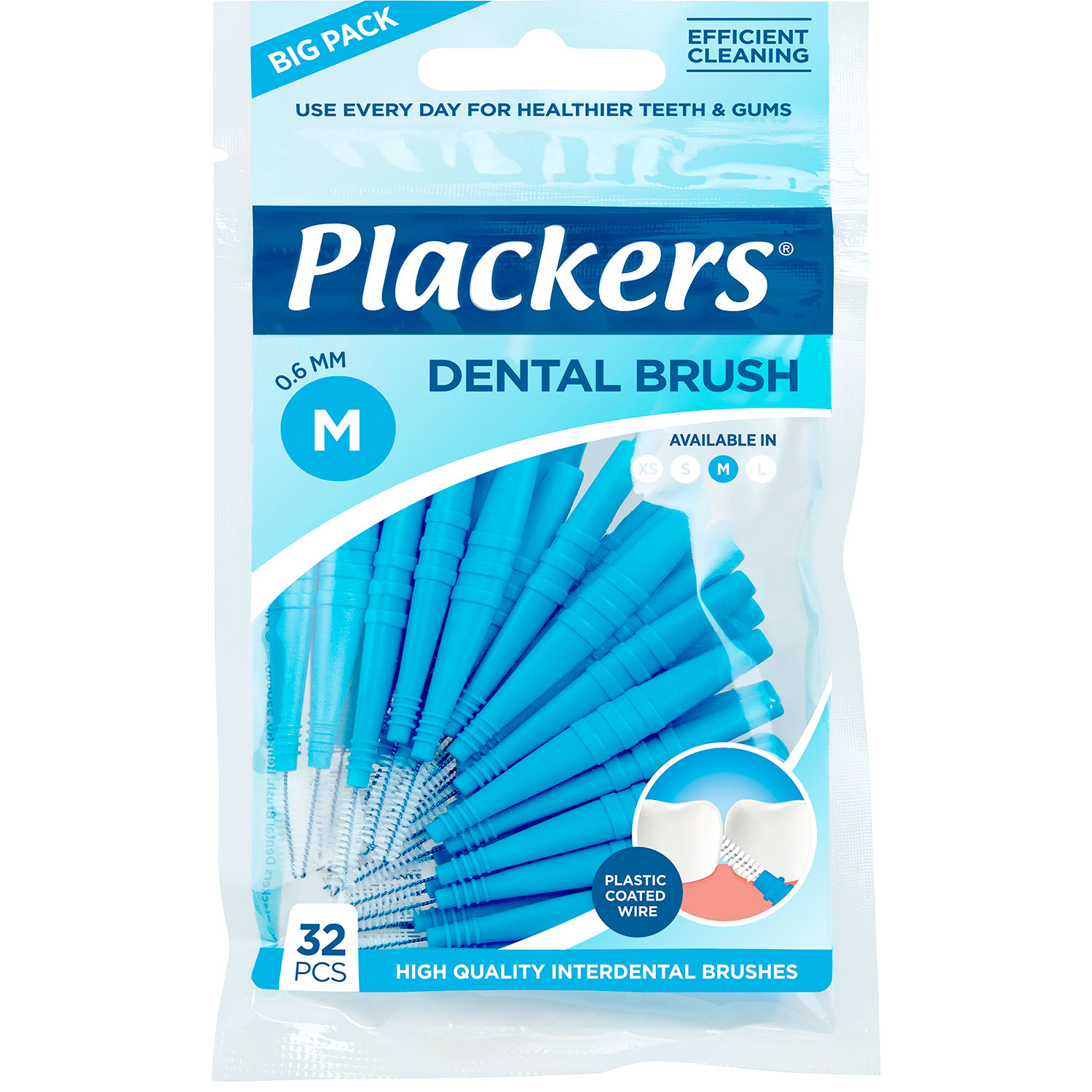 32 Stk. Mellemrumsbørster Plackers Dental Brush 0.6 mm ISO 3 BLAU