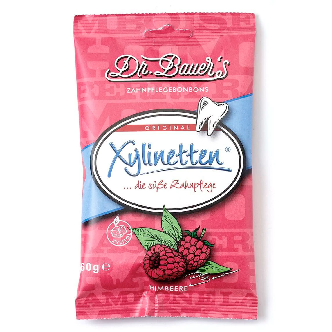 Xylitol Pastiller Dr. Bauer ́s Xylinetten 60g RASPBERRY
