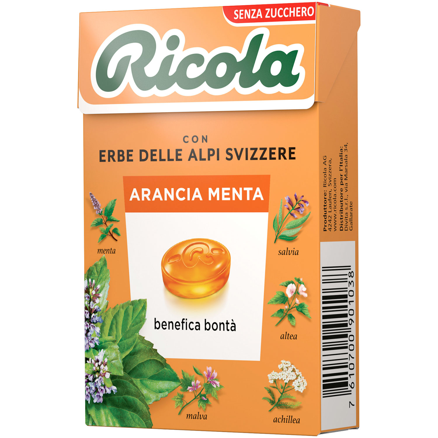 Ricola Ginger Orange Mint Sukkerfri Urtebolsjer 50g
