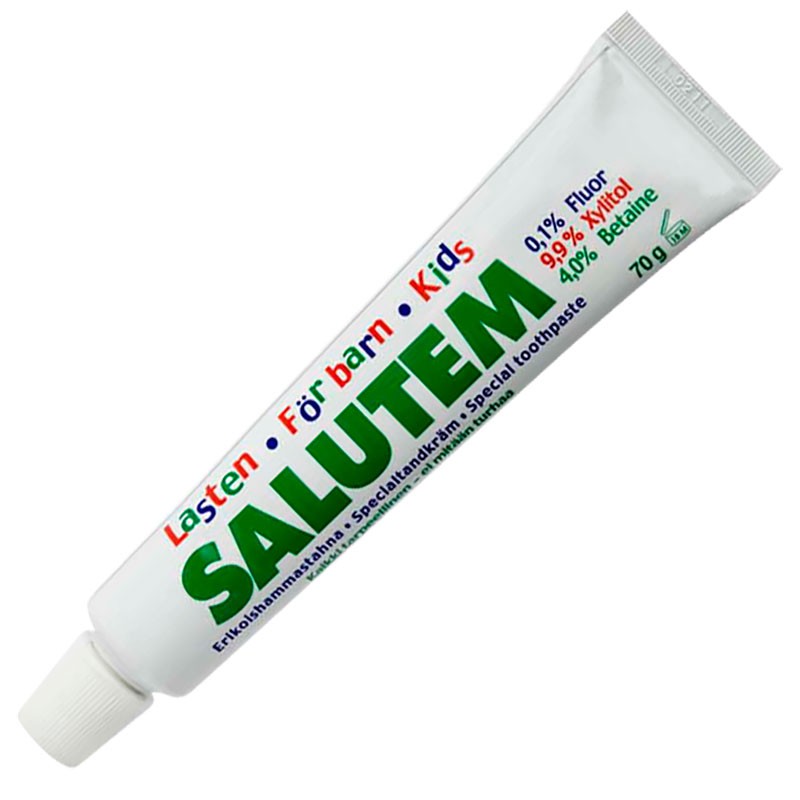 Børnetandpasta til børn Uden Smag SALUTEM Xylitol Skummer ikke 70g