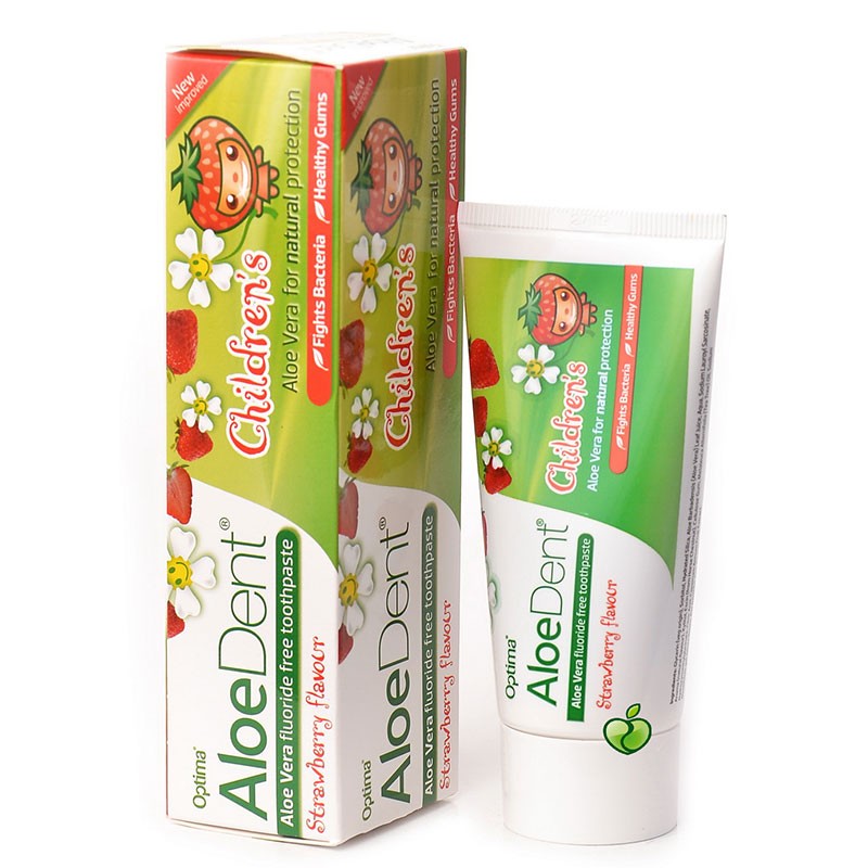 Aloe Vera Børnetandpasta Fluorfri AloeDent Strawberry 100 ml.