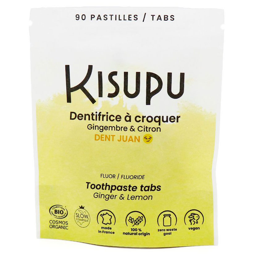Økologiske Tandpasta Tabletter Kisupu Ginger & Lemon 90 stk.