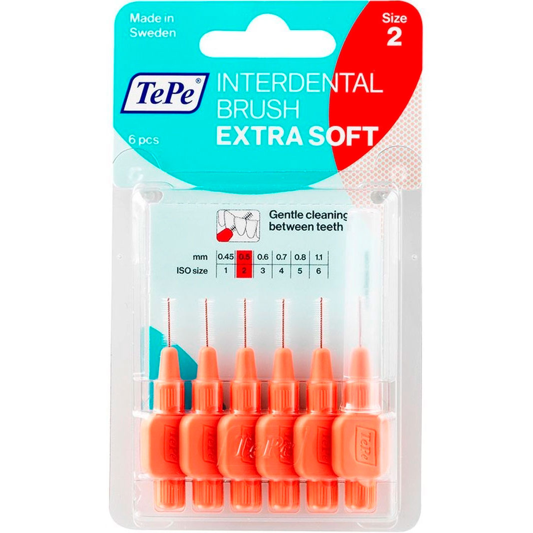 TePe Spaltbürsten Extra SOFT 0,5 mm ISO 2 ROT 6 Stk.