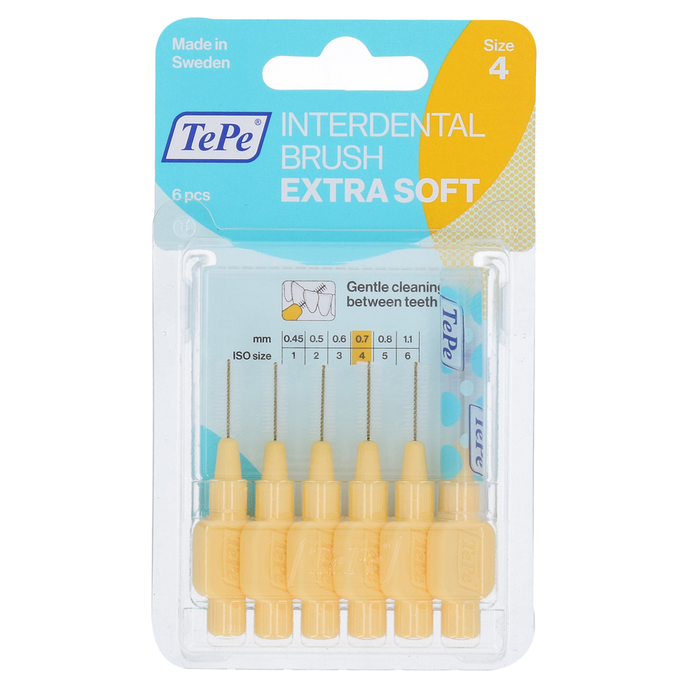 TePe Zwischenraumbürsten Extra SOFT 0,7 mm. ISO 4 GELB 6 Stk.