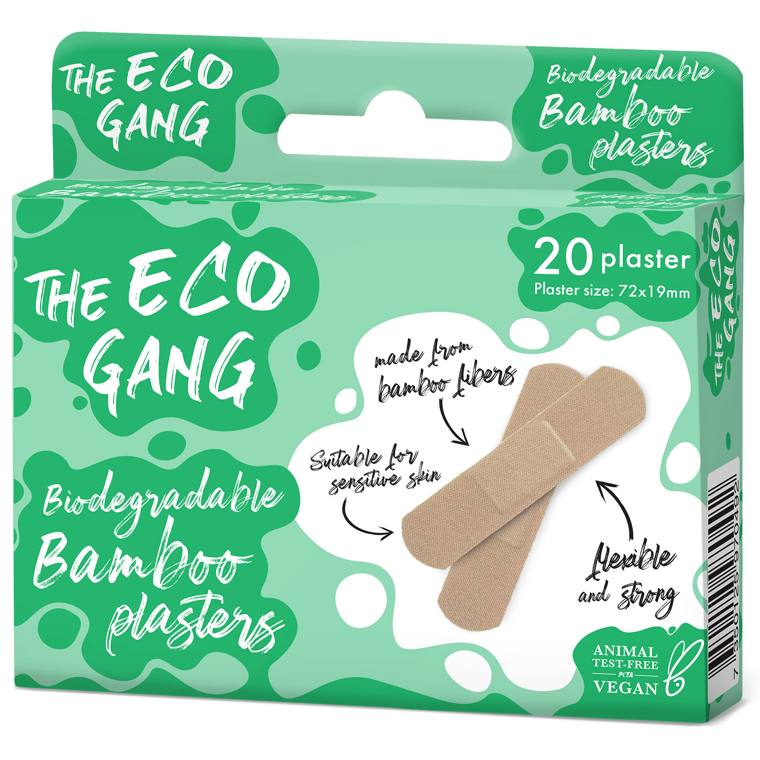 The Eco Gang Biodegradable Bamboo Plasters 20 stk. - The Eco Gang Plastre - Plastre + Bandager