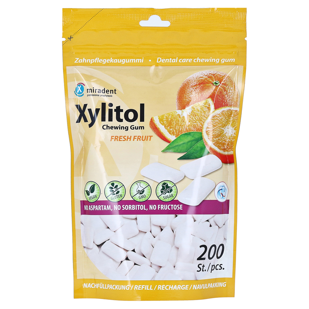 Zahnpflege Xylitol Kaugummi 200 Stk. Miradent Fresh Obst