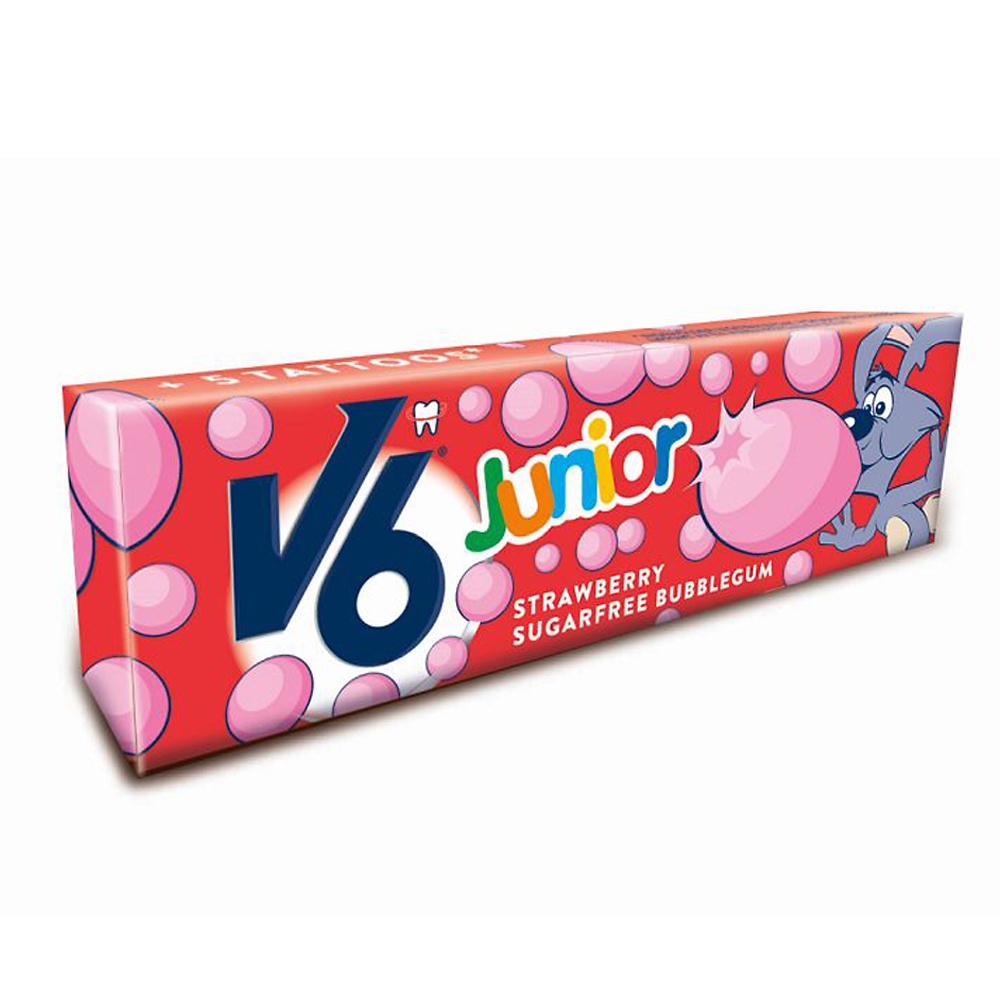 V6 Junior Kaugummi Strawberry Bubblegum