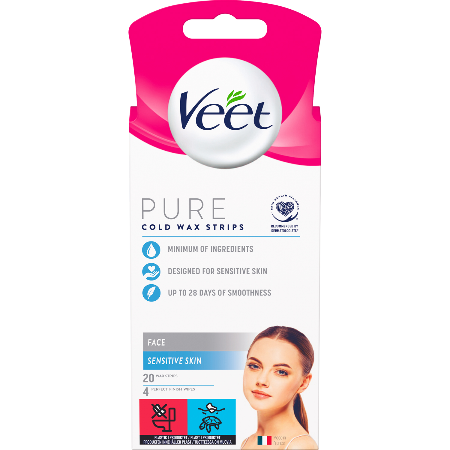 Veet Pure Kaltwachsstreifen Gesicht Sensitive Haut 20 Stk.