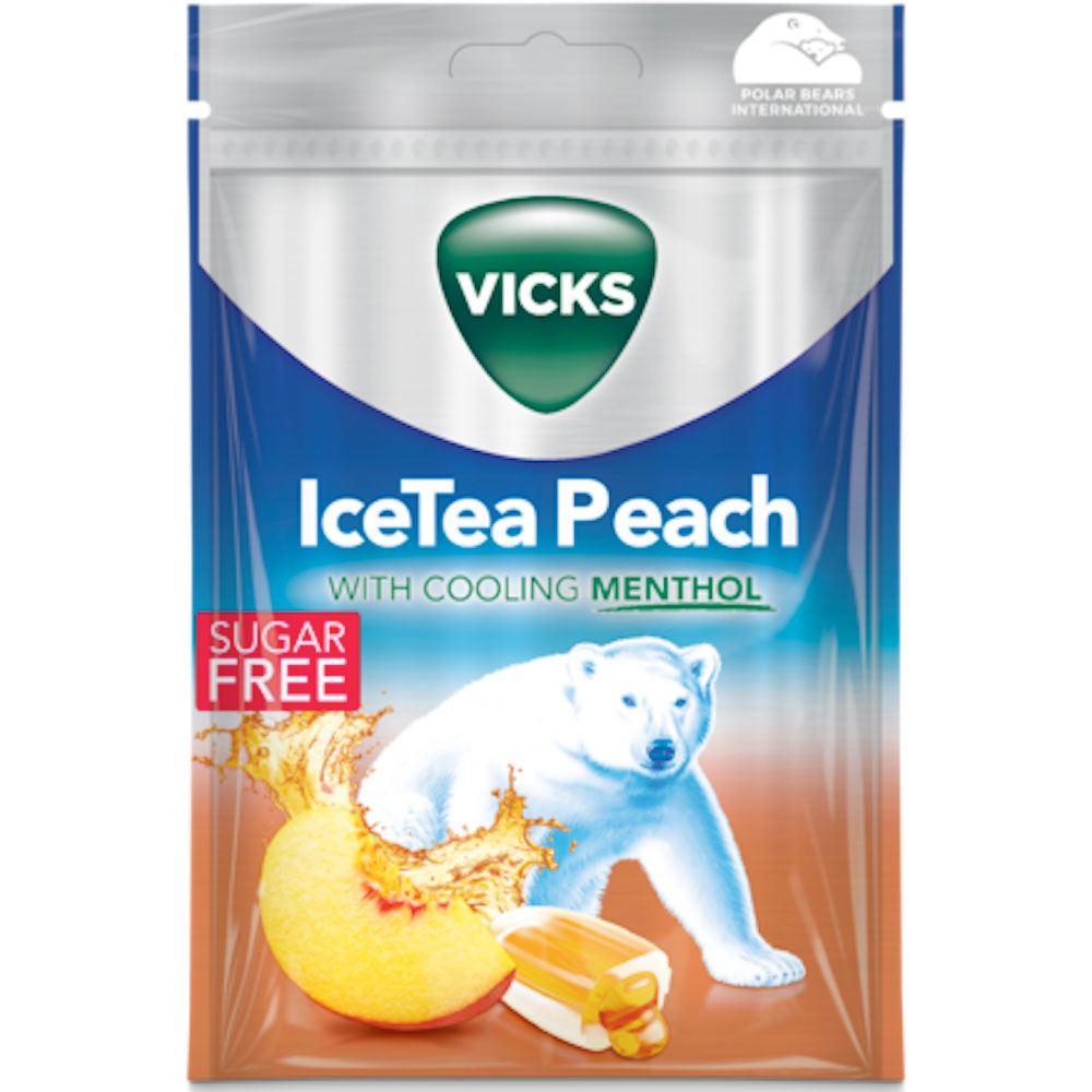 Vicks Halspastillen IceTea Peach 72 gr.