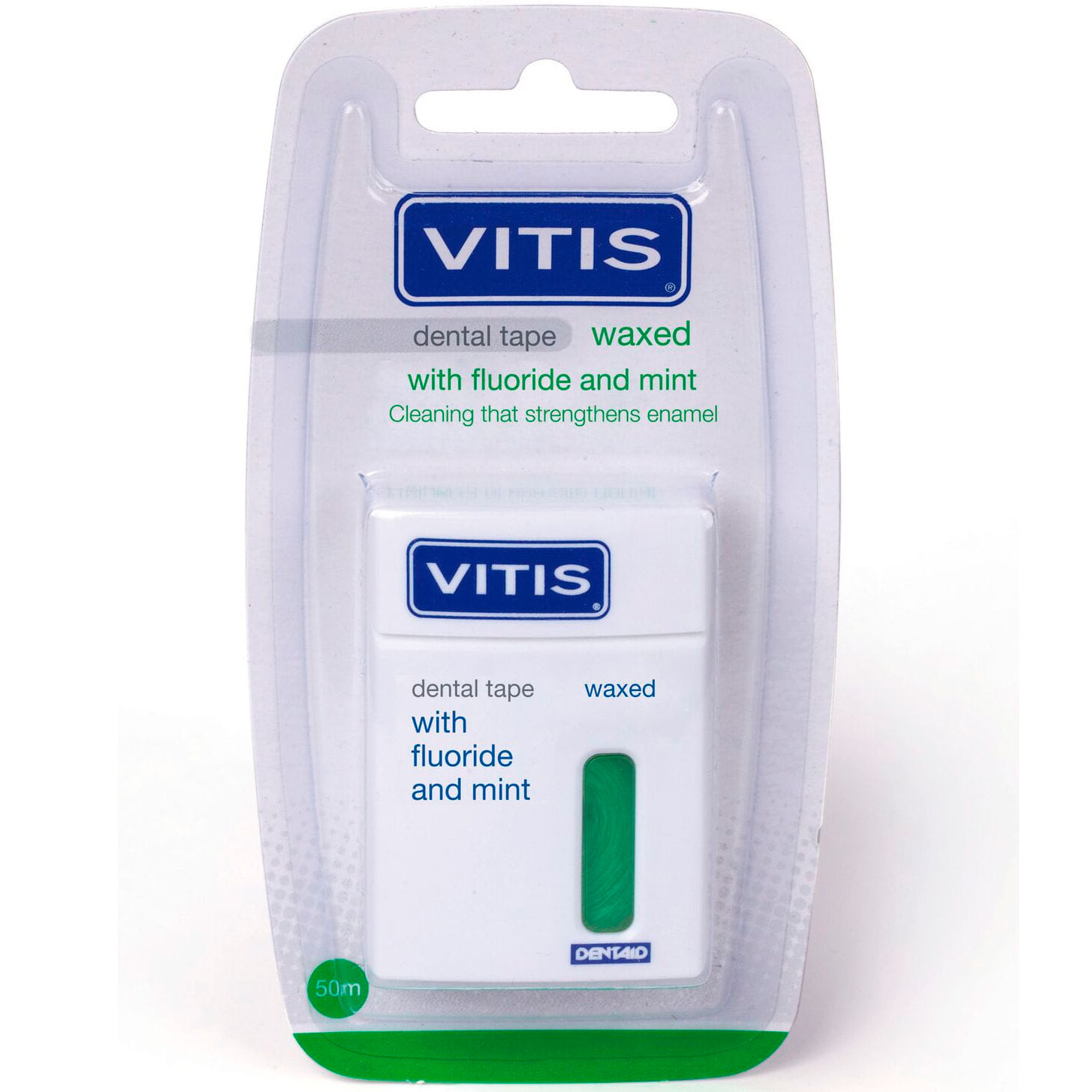 Zahnseide ohne PFAS Vitis Dental Tape Waxed Fluor + Mint
