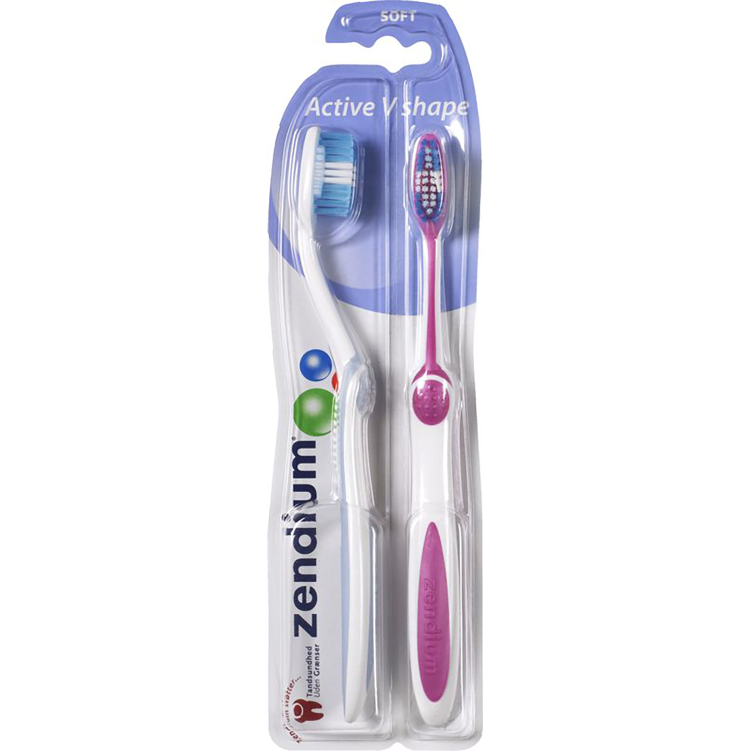 Zendium Active V-Shape SOFT Tandbørster 2-pk